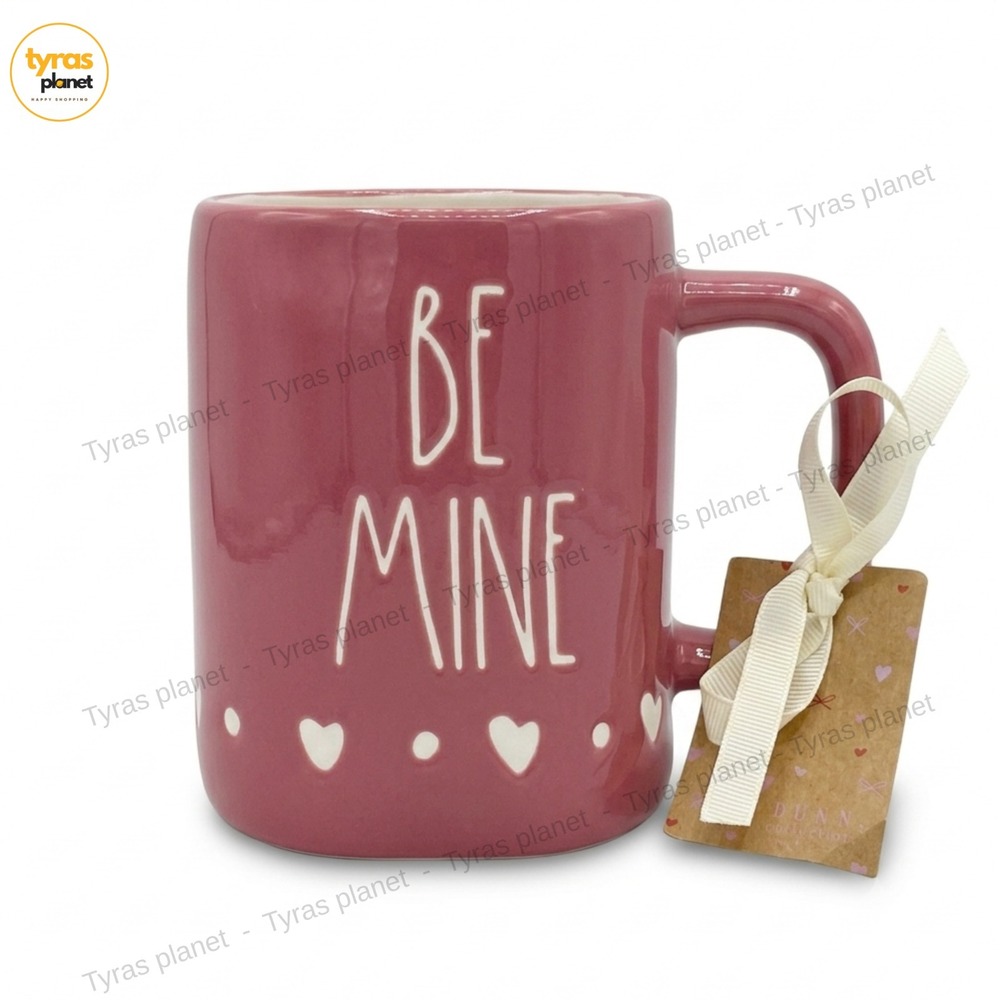 Rae Dunn BE MINE Dark Pink Mug With All Over Hearts Valentines Love NWT